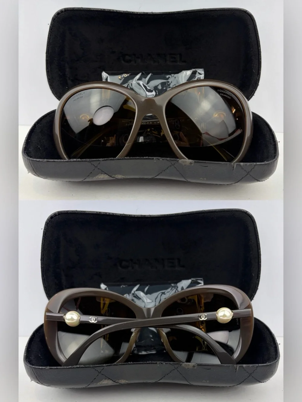 Vintage ~ Authentic CHANEL CC Pearl Polarized Sunglasses 5302-H-A ~ in Brown